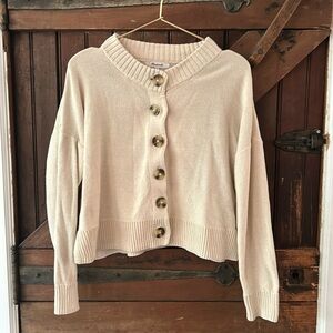 Madewell Cropped Cardigan with Tortoise Buttons, Size S